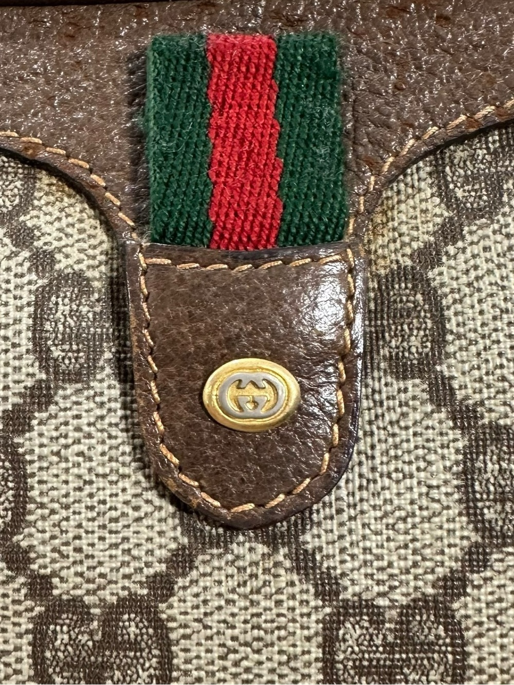 Gucci GG Supreme Web Canvas & Leather Sherry Line Stripe Vintage Crossbody Bag - Picture 10 of 15